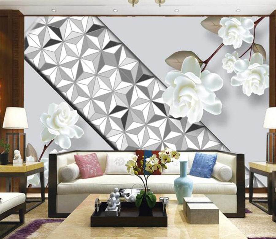 3D White Gardenia WC1068 Wall Murals