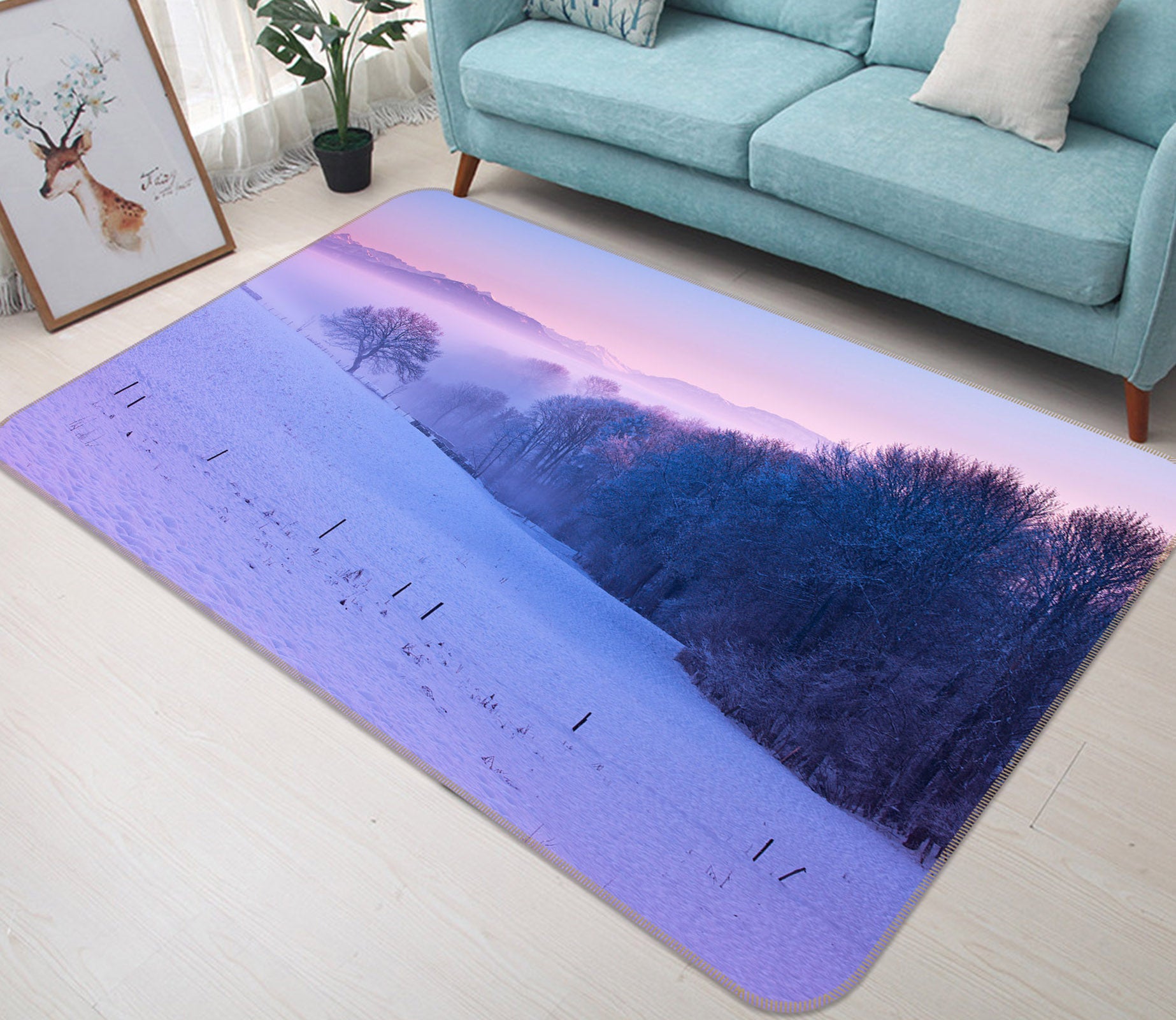 3D Snowfield Forest 83189 Assaf Frank Rug Non Slip Rug Mat