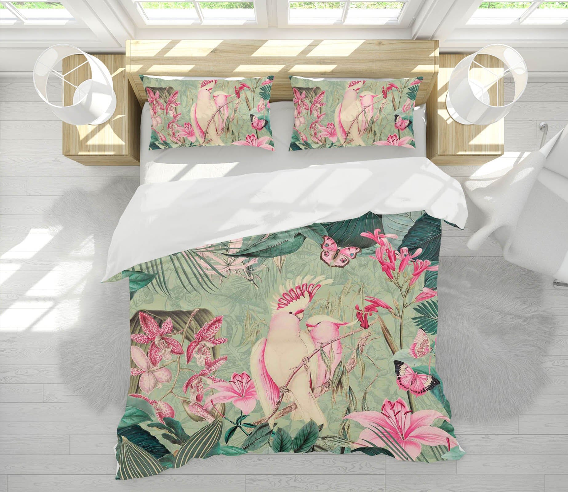 3D Cockatoos And Butterflies 2110 Andrea haase Bedding Bed Pillowcases Quilt Quiet Covers AJ Creativity Home 