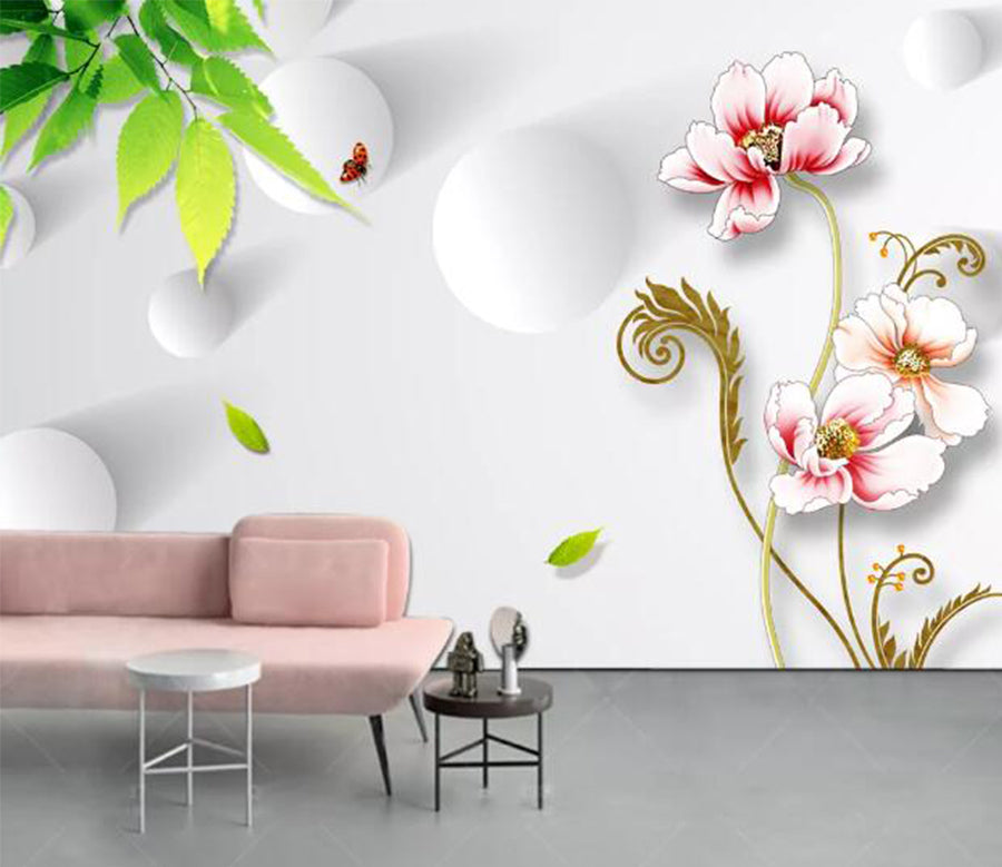 3D Lotus Butterfly WC1207 Wall Murals