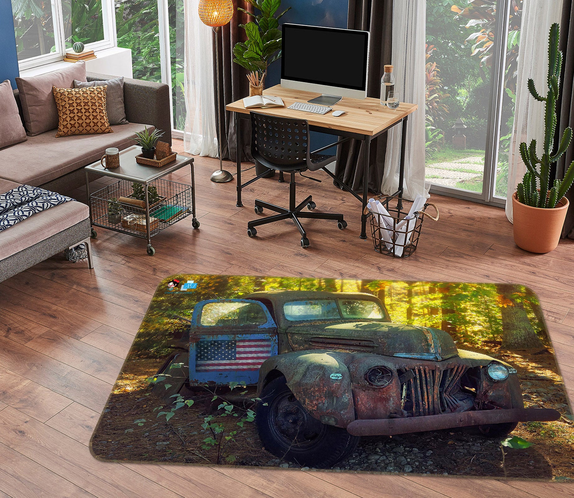 3D Scrap Car 85069 Jerry LoFaro Rug Non Slip Rug Mat