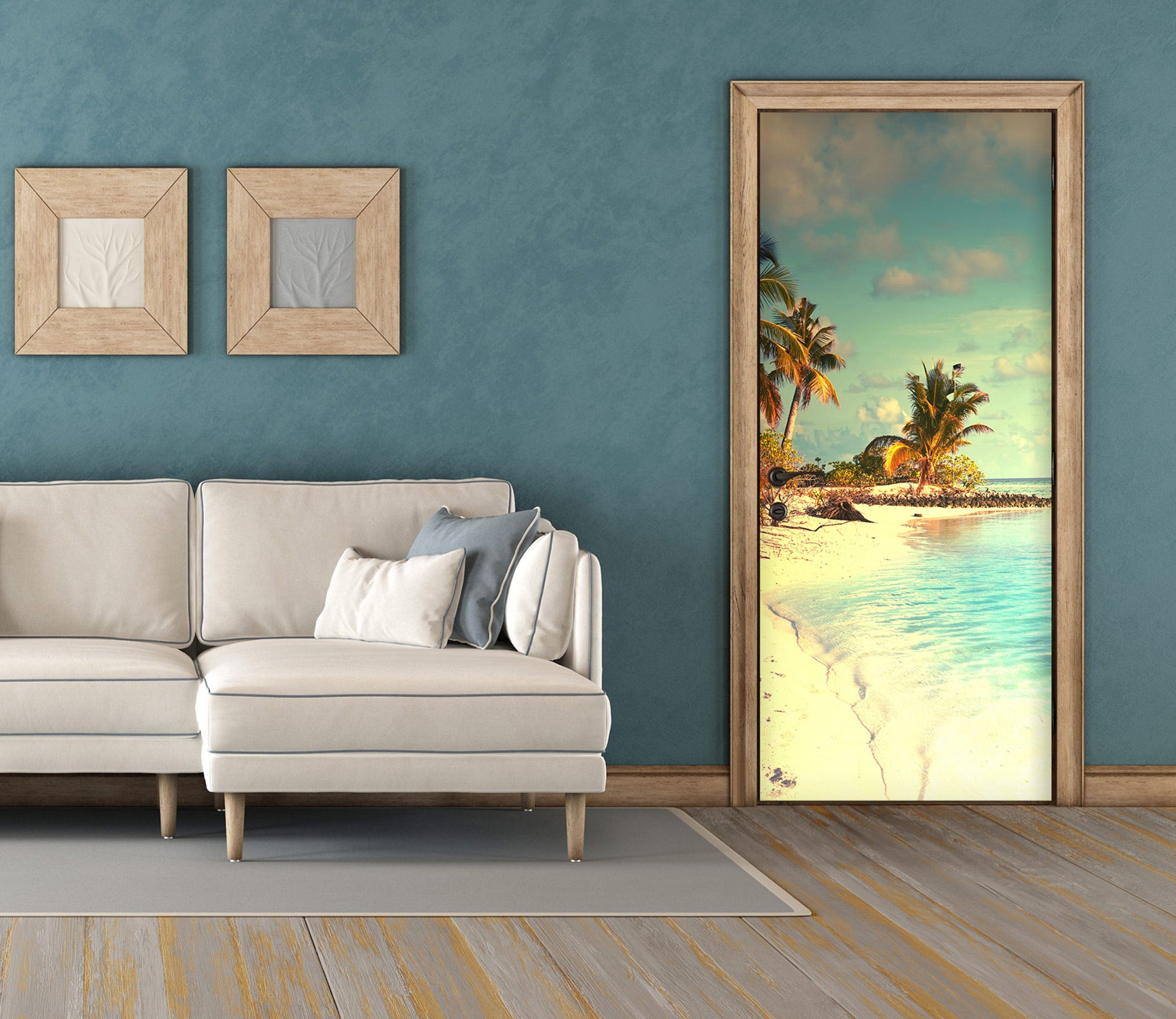 3D Beach Tree 215 Door Mural