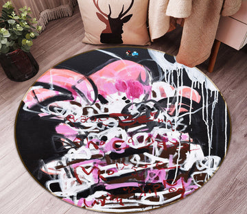 3D Graffiti Alphabet 1387 Misako Chida Rug Round Non Slip Rug Mat