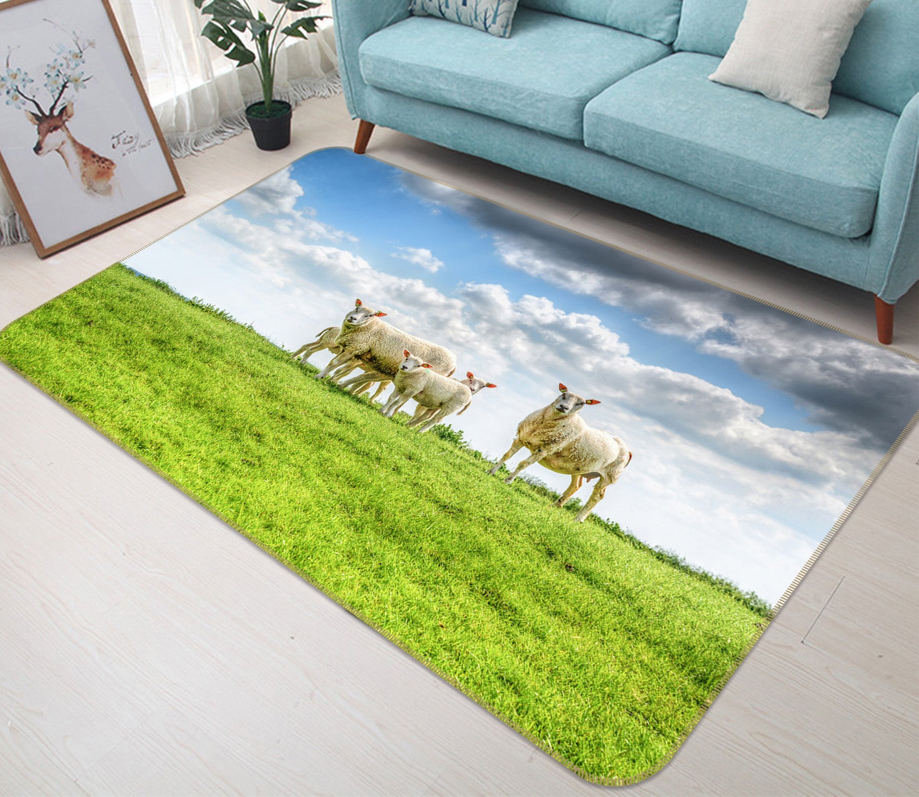 3D Sheep Lawn 82150 Animal Non Slip Rug Mat