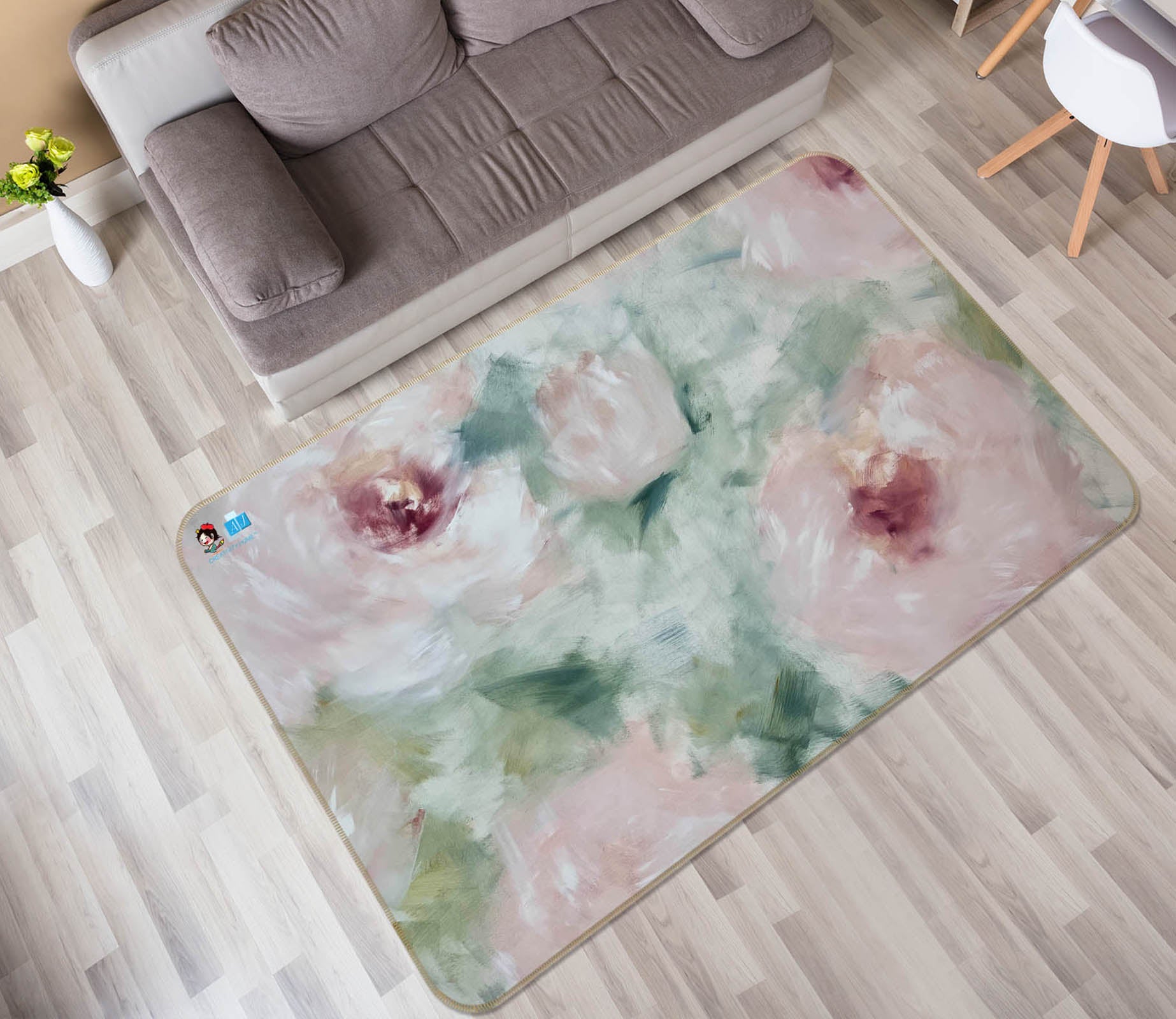 3D Pink Flower 3036 Skromova Marina Rug Non Slip Rug Mat