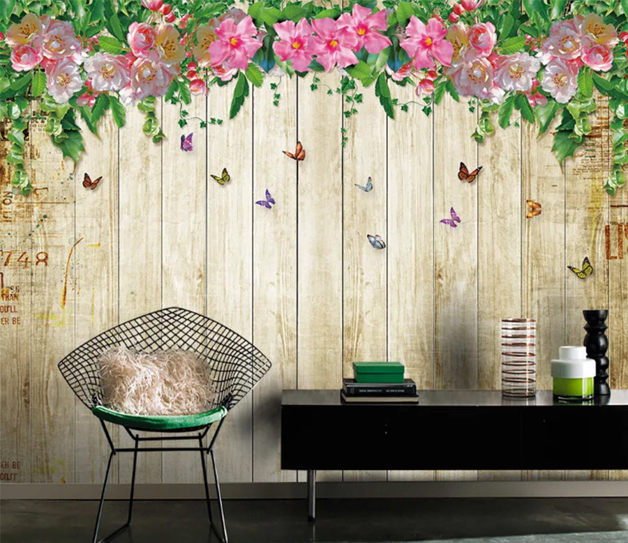 3D Color Butterfly Flower WC1813 Wall Murals