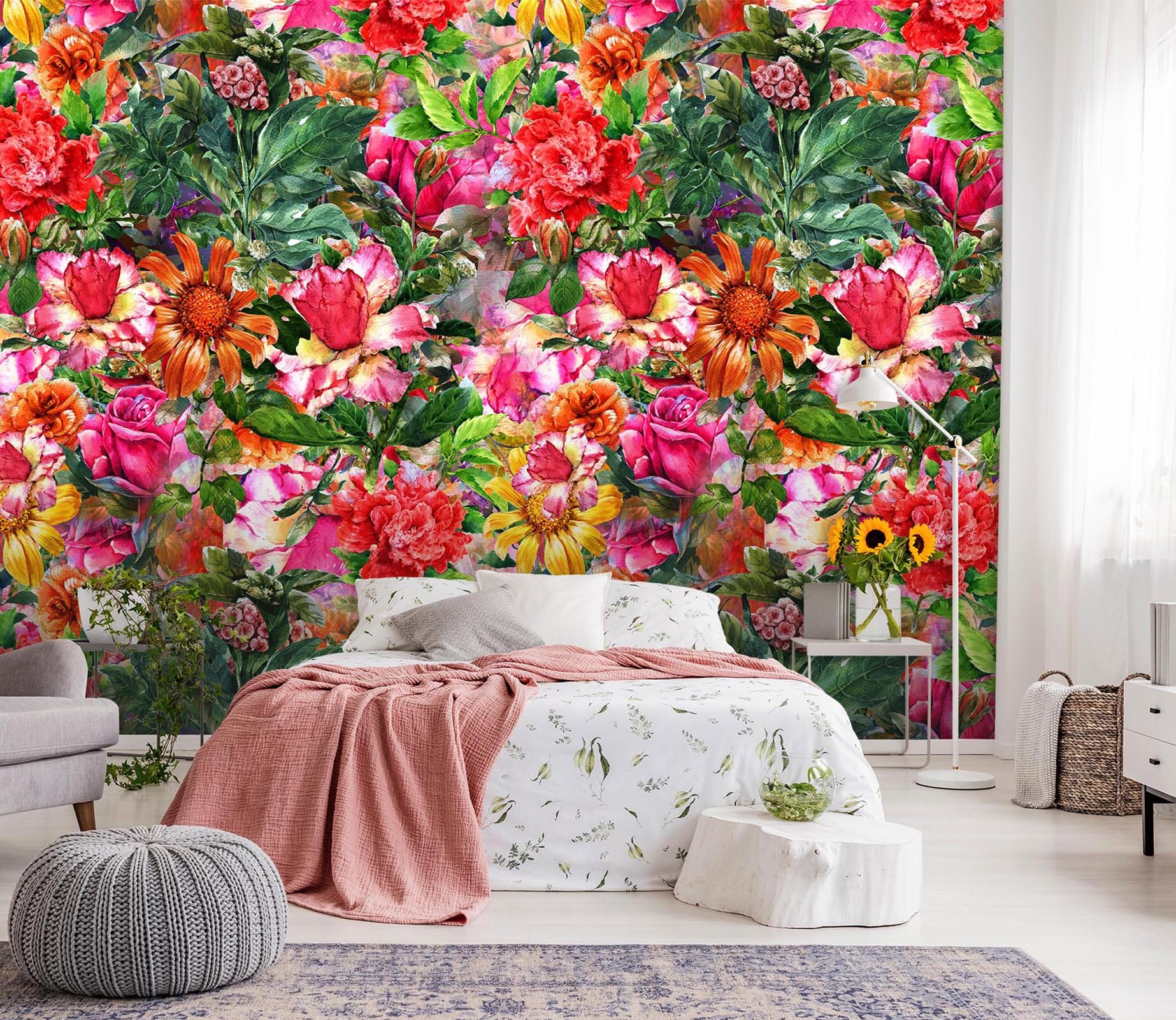 3D Red Sunflower 46 Wall Murals Wallpaper AJ Wallpaper 2 