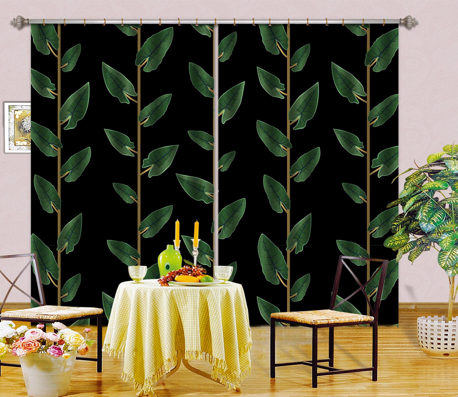 3D Leaves Vine 11163 Kashmira Jayaprakash Curtain Curtains Drapes