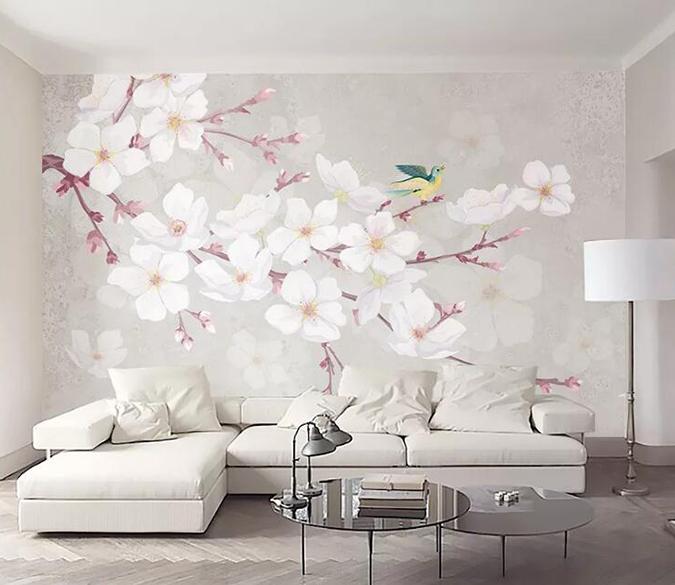 3D White Plum Bird 1006 Wall Murals Wallpaper AJ Wallpaper 2 