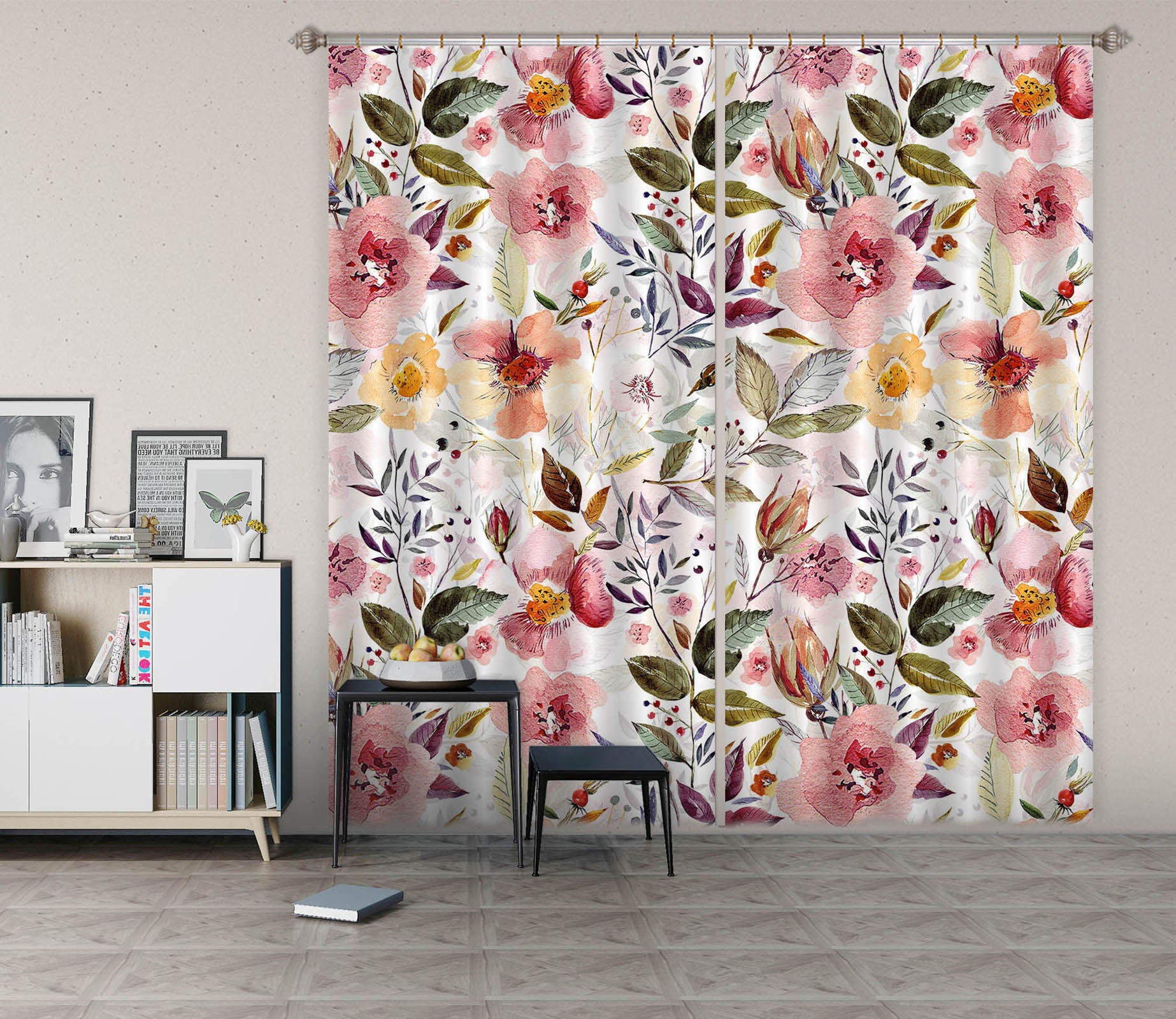 3D Yellow Flower 220 Uta Naumann Curtain Curtains Drapes