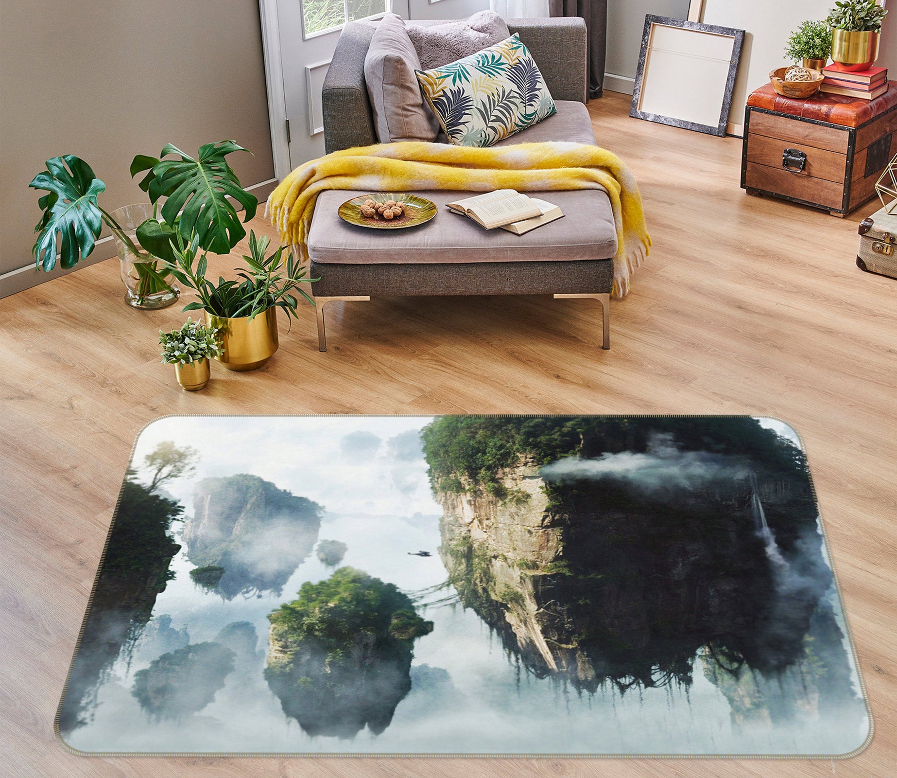 3D Aerial Mountain Rock 75182 Non Slip Rug Mat