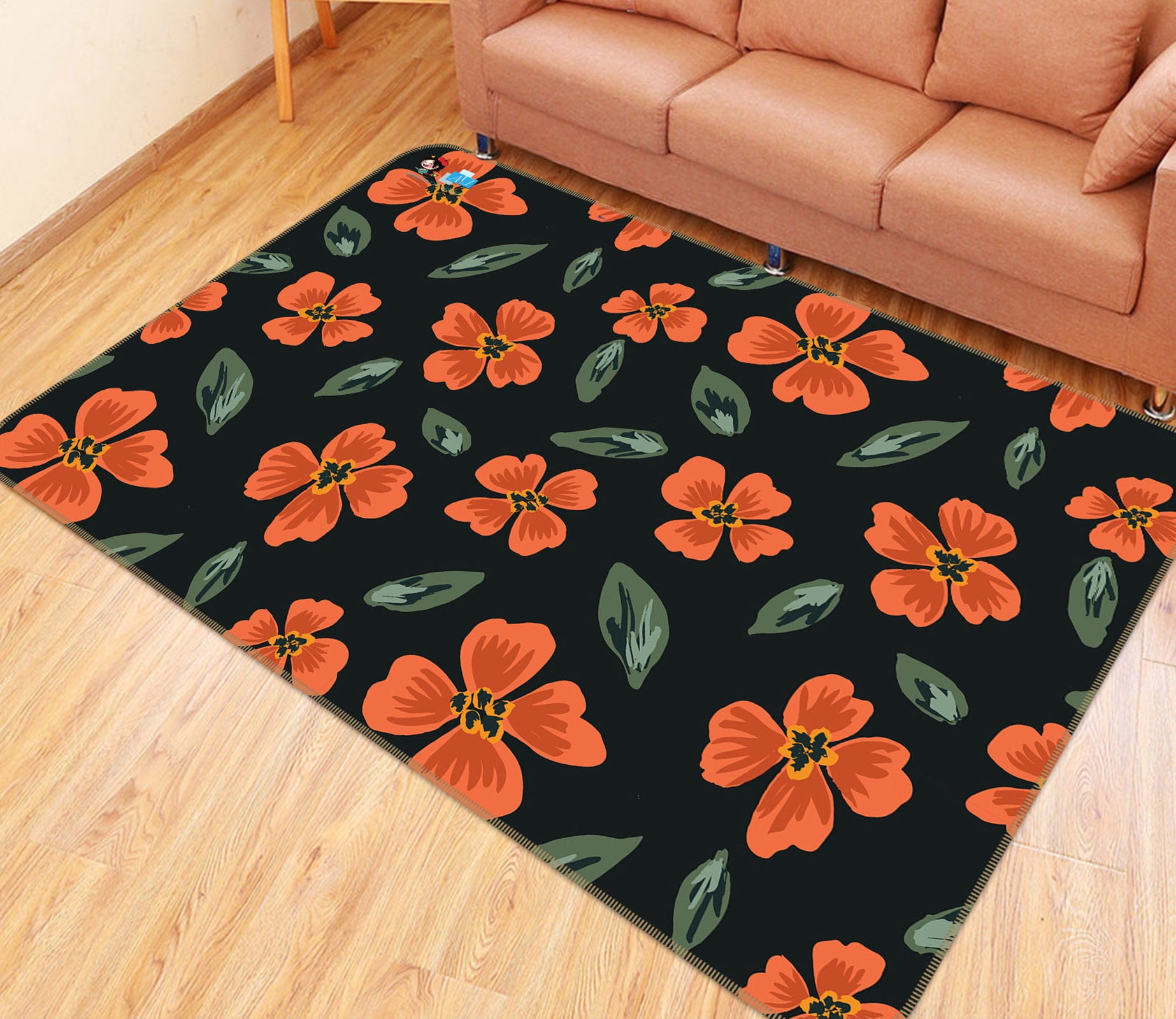 3D Red Flower Pattern 10787 Kashmira Jayaprakash Rug Non Slip Rug Mat