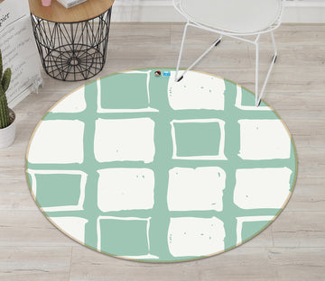 3D Green Square Pattern 104229 Kashmira Jayaprakash Rug Round Non Slip Rug Mat