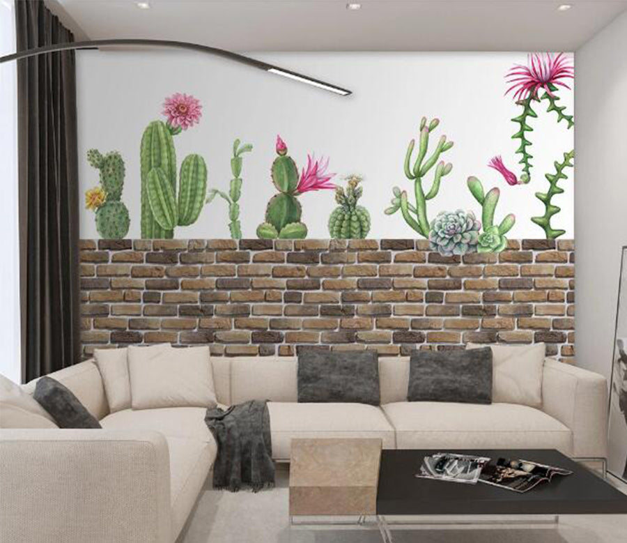 3D Brick Cactus WC1114 Wall Murals