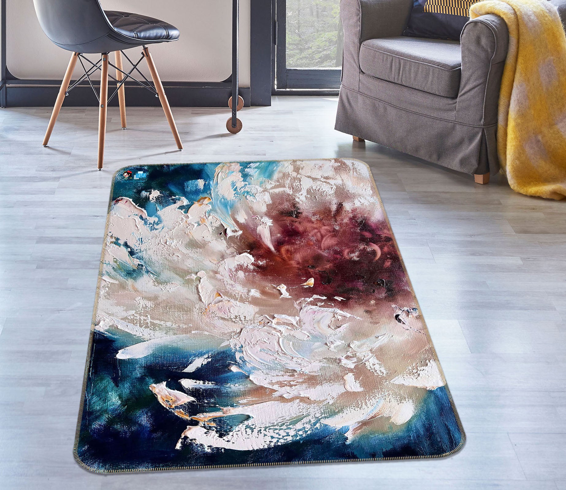 3D Painted Flowers 1268 Skromova Marina Rug Non Slip Rug Mat