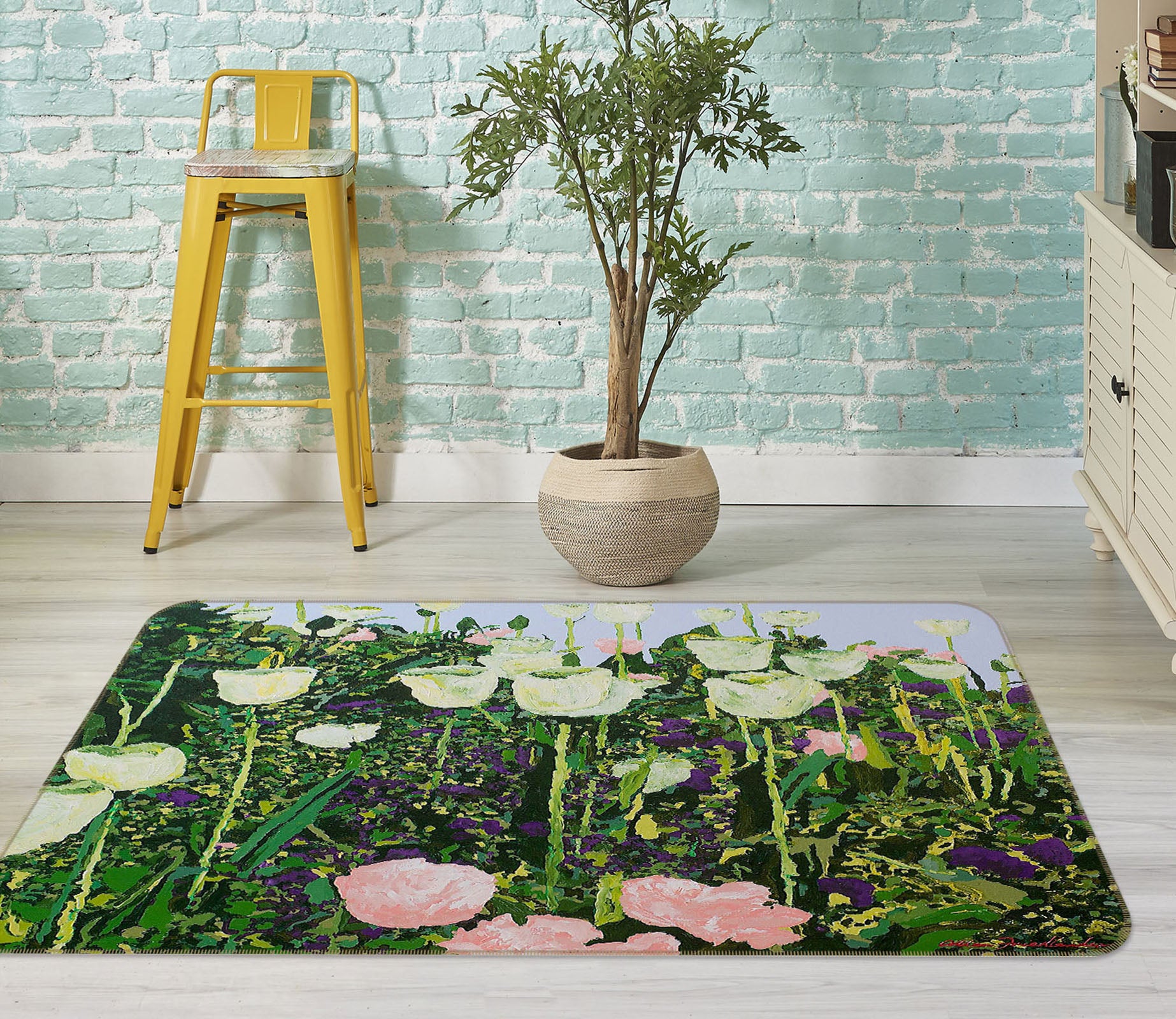 3D Summer Garden 1037 Allan P. Friedlander Rug Non Slip Rug Mat