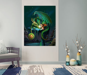 3D Green Dragon 122 Rose Catherine Khan Wall Sticker