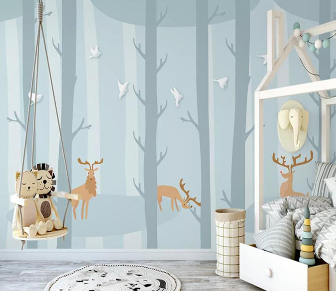 3D Deer Forest 842 Wall Murals Wallpaper AJ Wallpaper 2 