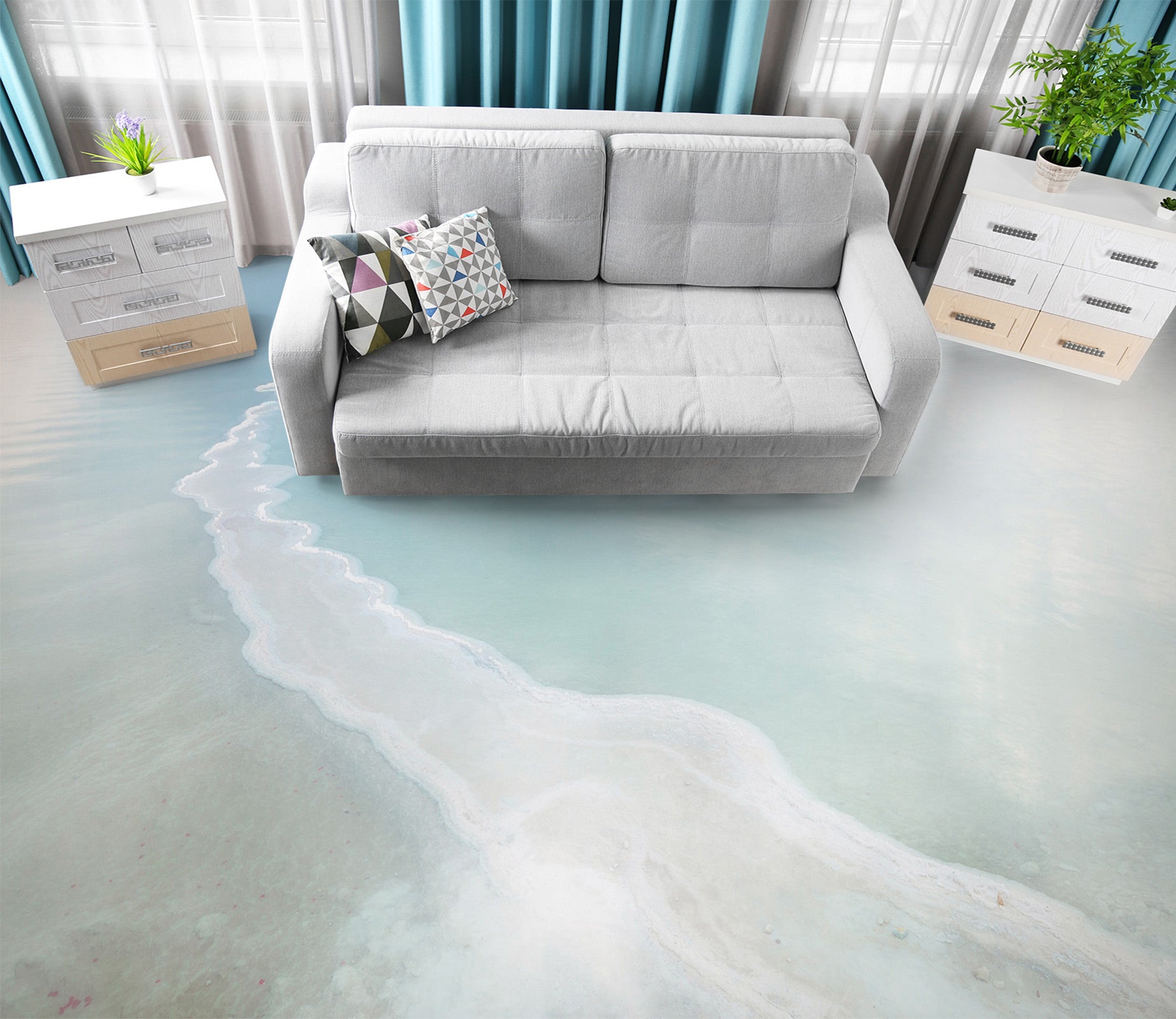 3D Beach Tide Texture 9845 Assaf Frank Floor Mural