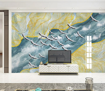 3D White Crane WC1084 Wall Murals