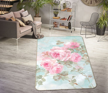 3D Pink Rose 1167 Debi Coules Rug Non Slip Rug Mat