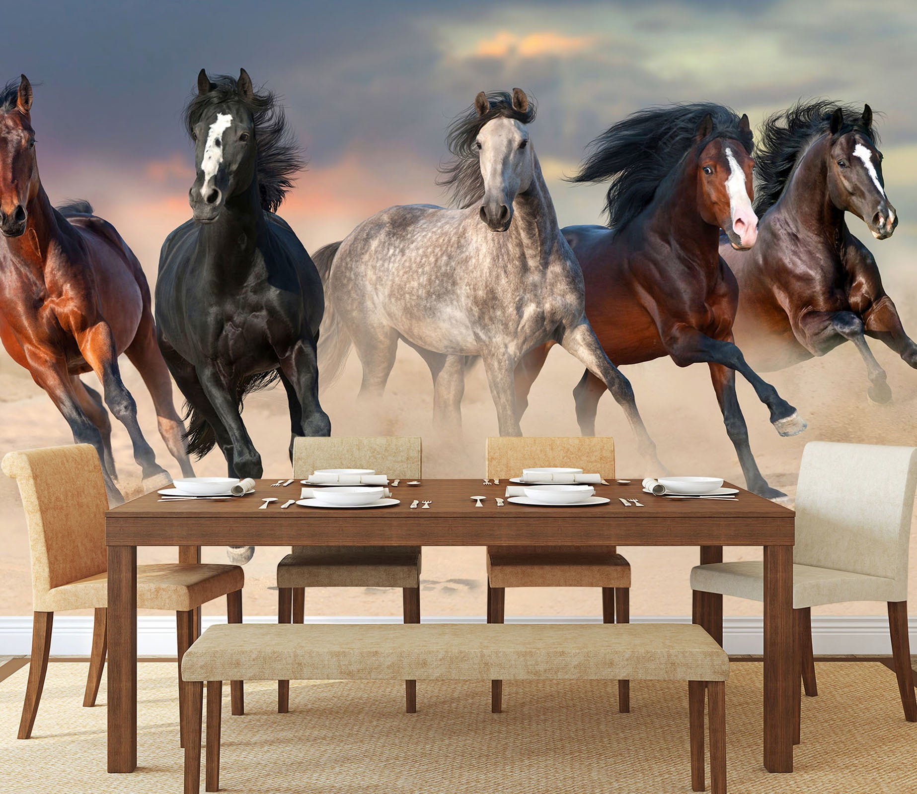 3D Dust Horse 449 Wall Murals