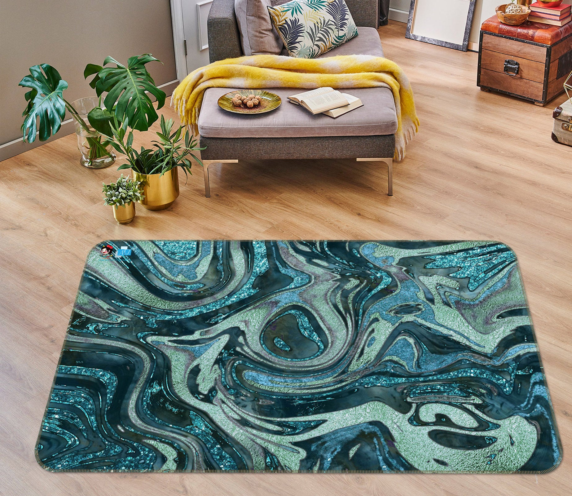 3D Green Texture 83013 Andrea haase Rug Non Slip Rug Mat