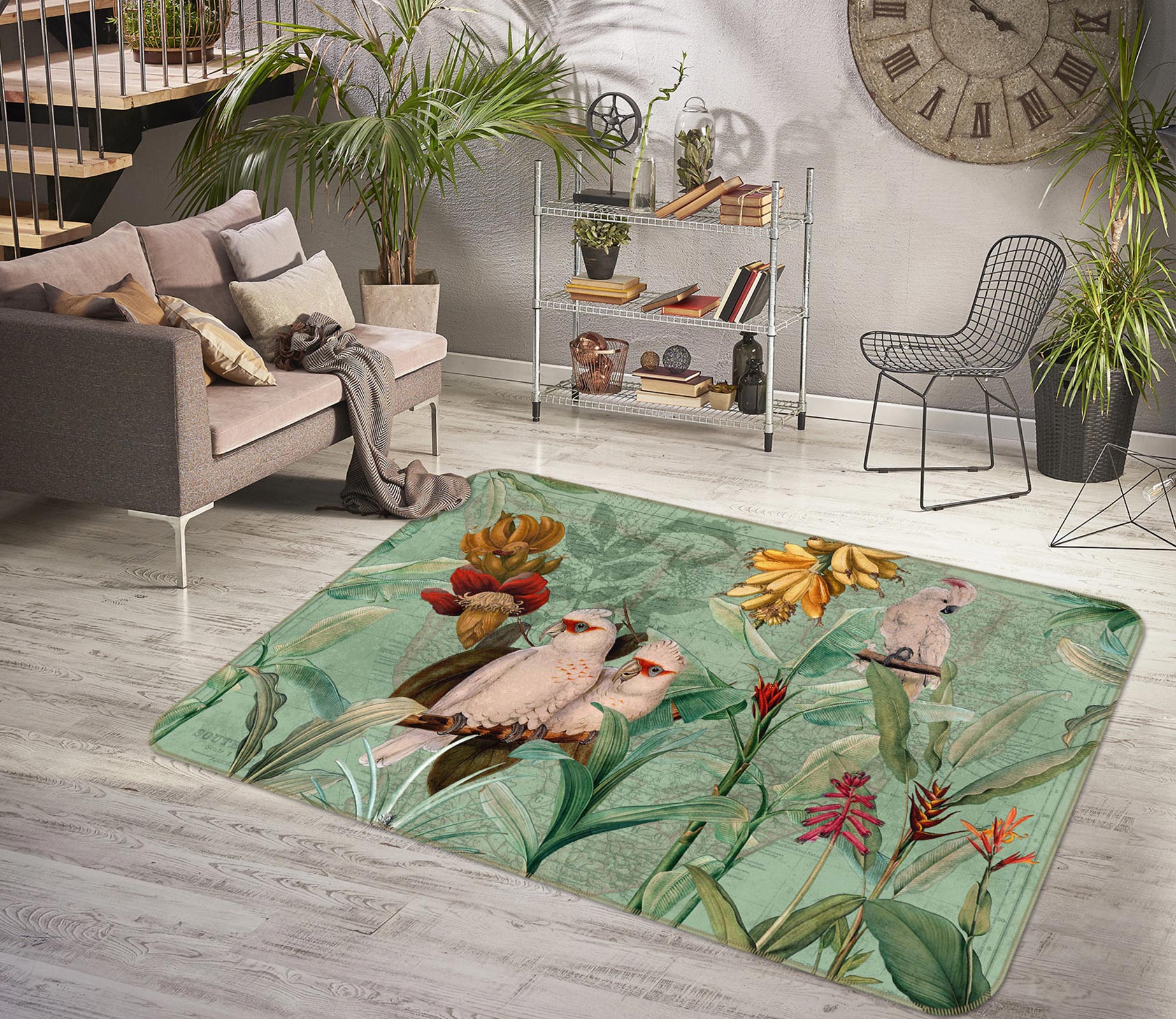 3D Parrot Banana 078 Uta Naumann Rug Non Slip Rug Mat