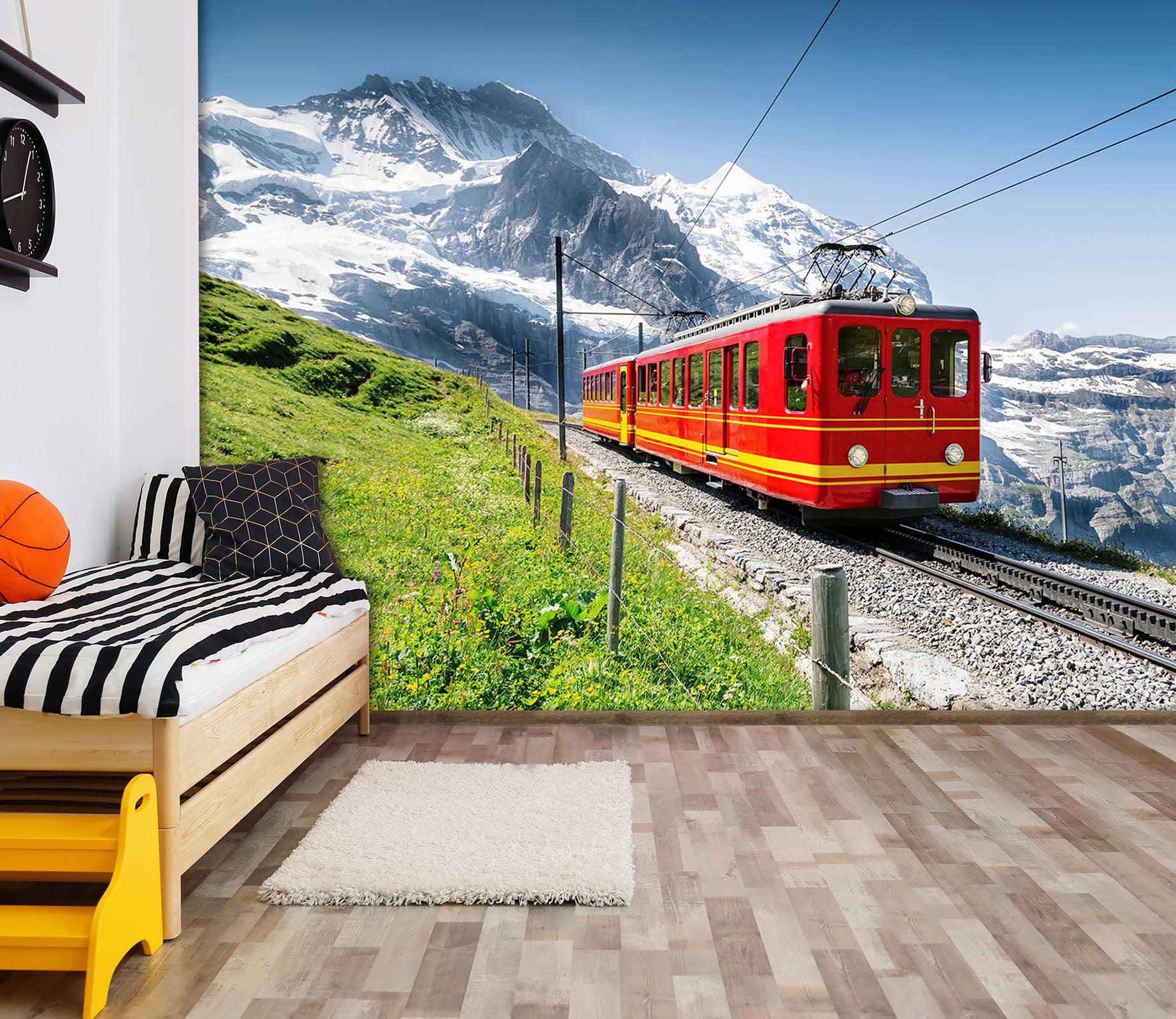 3D Green Grass Train 173 Vehicle Wall Murals