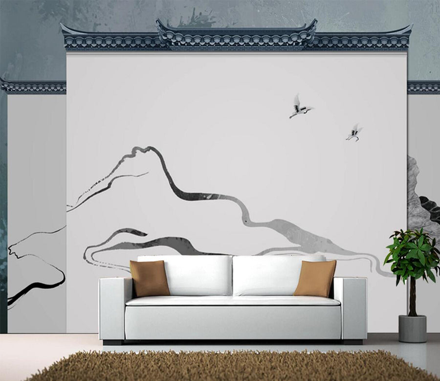 3D White Crane Ship WC687 Wall Murals