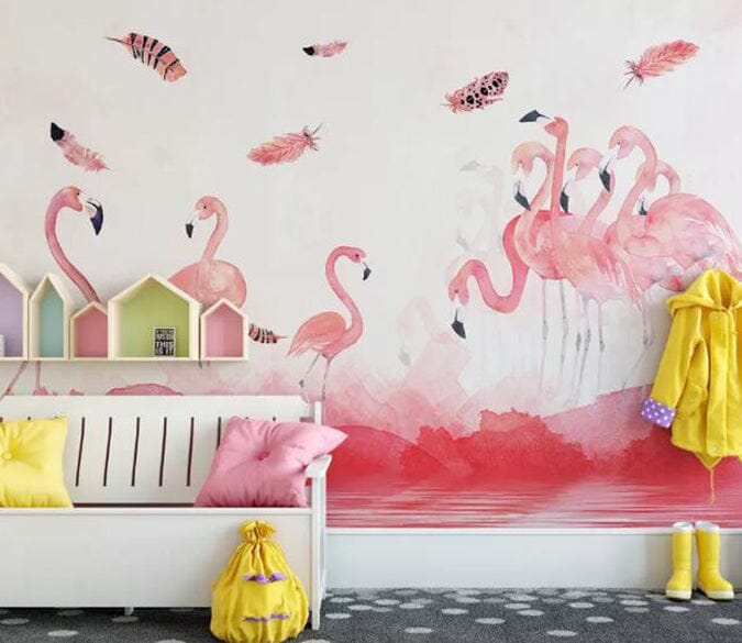 3D Pink Flamingo 1410 Wall Murals Wallpaper AJ Wallpaper 2 