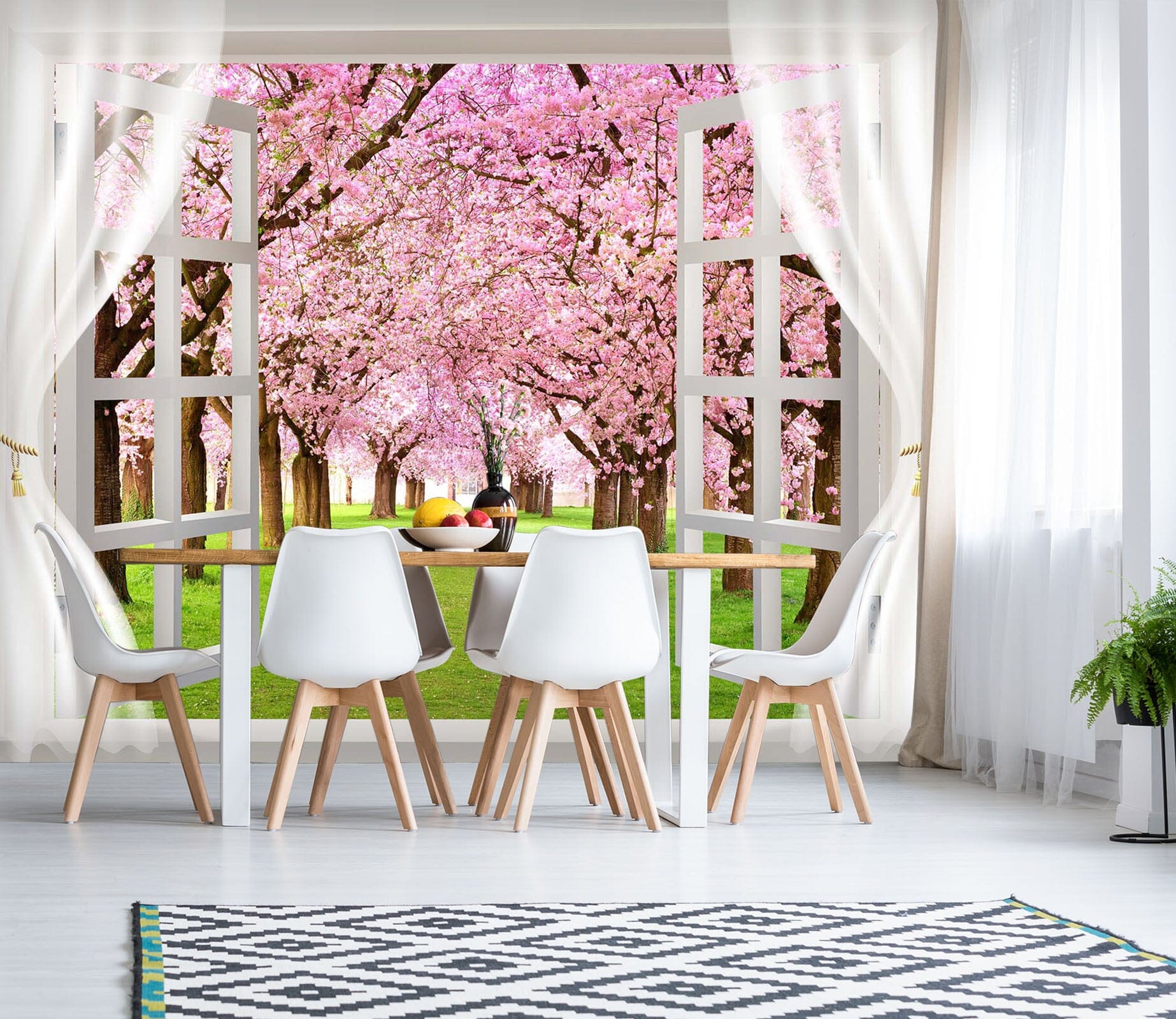 3D Window Cherry Forest 131 Wall Murals Wallpaper AJ Wallpaper 2 