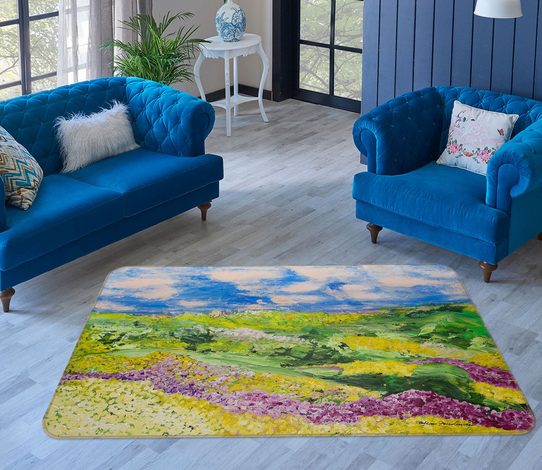 3D Flower Meadow 1102 Allan P. Friedlander Rug Non Slip Rug Mat