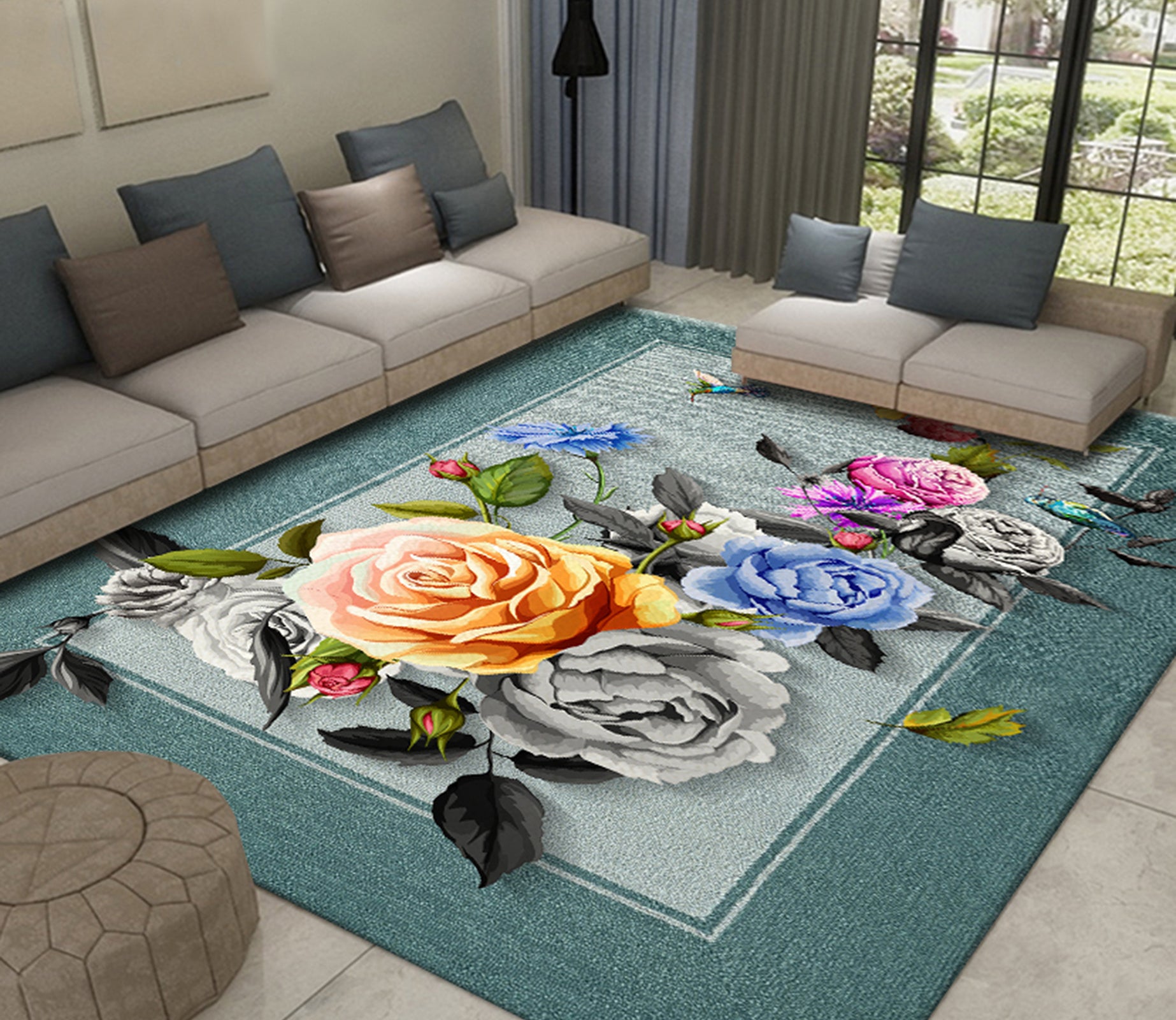 3D Flower Bird WG469 Non Slip Rug Mat Mat AJ Creativity Home 