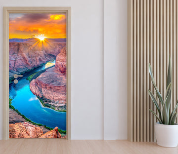 3D River Mountain Sun 114110 Marco Carmassi Door Mural