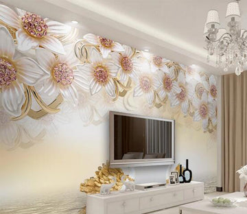 3D Golden Swan WC257 Wall Murals