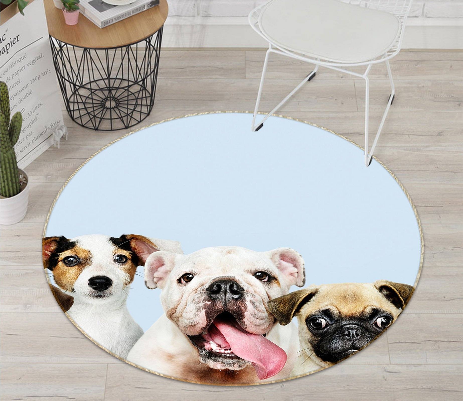 3D Puppy Cute 008 Animal Round Non Slip Rug Mat Mat AJ Creativity Home 