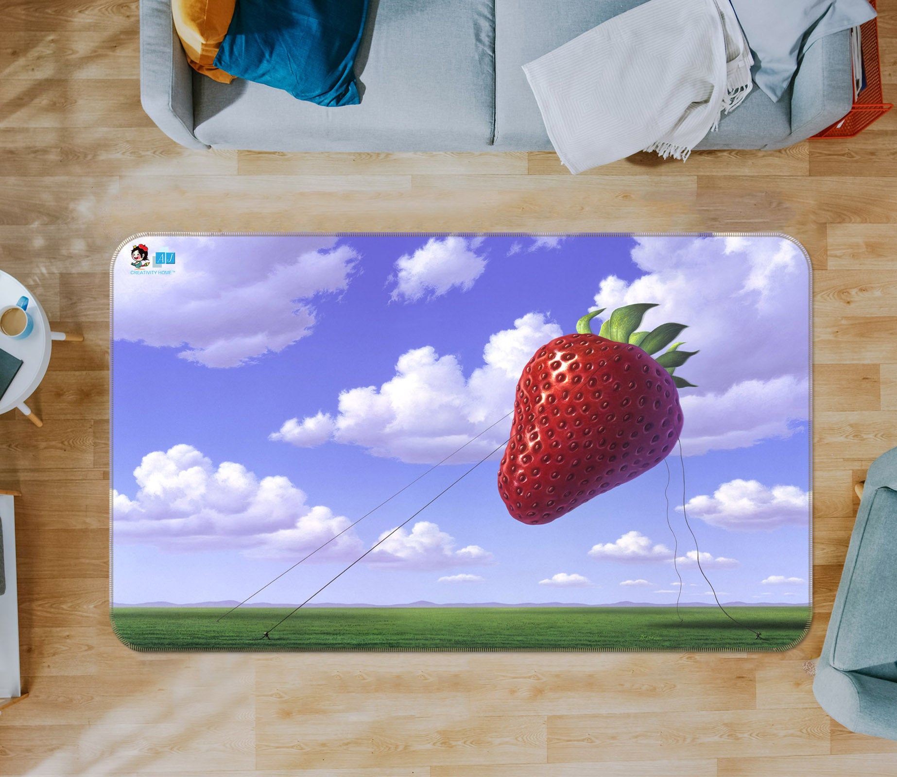 3D Sky Strawberry 85062 Jerry LoFaro Rug Non Slip Rug Mat