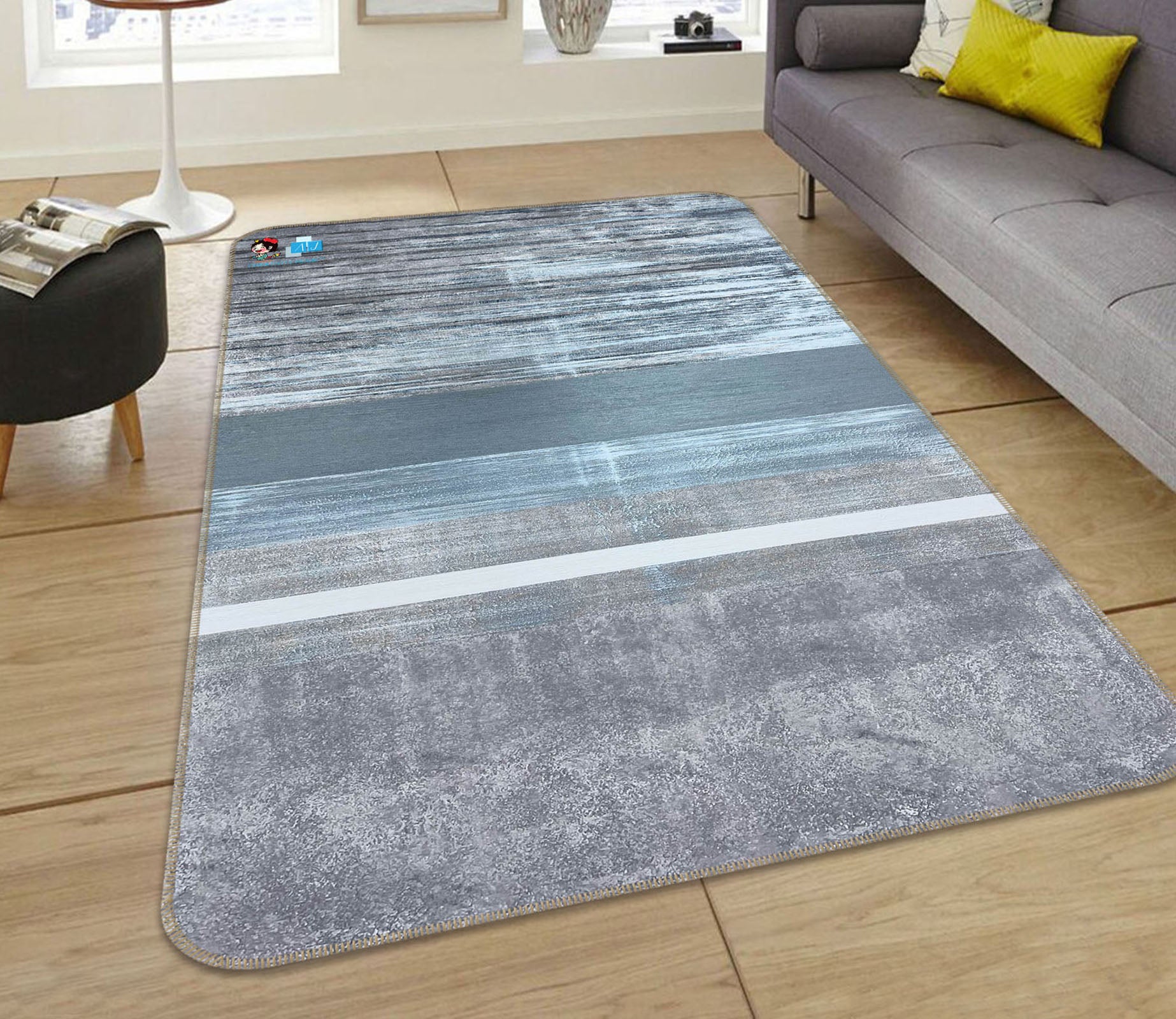 3D Strip Drawing 3050 Skromova Marina Rug Non Slip Rug Mat