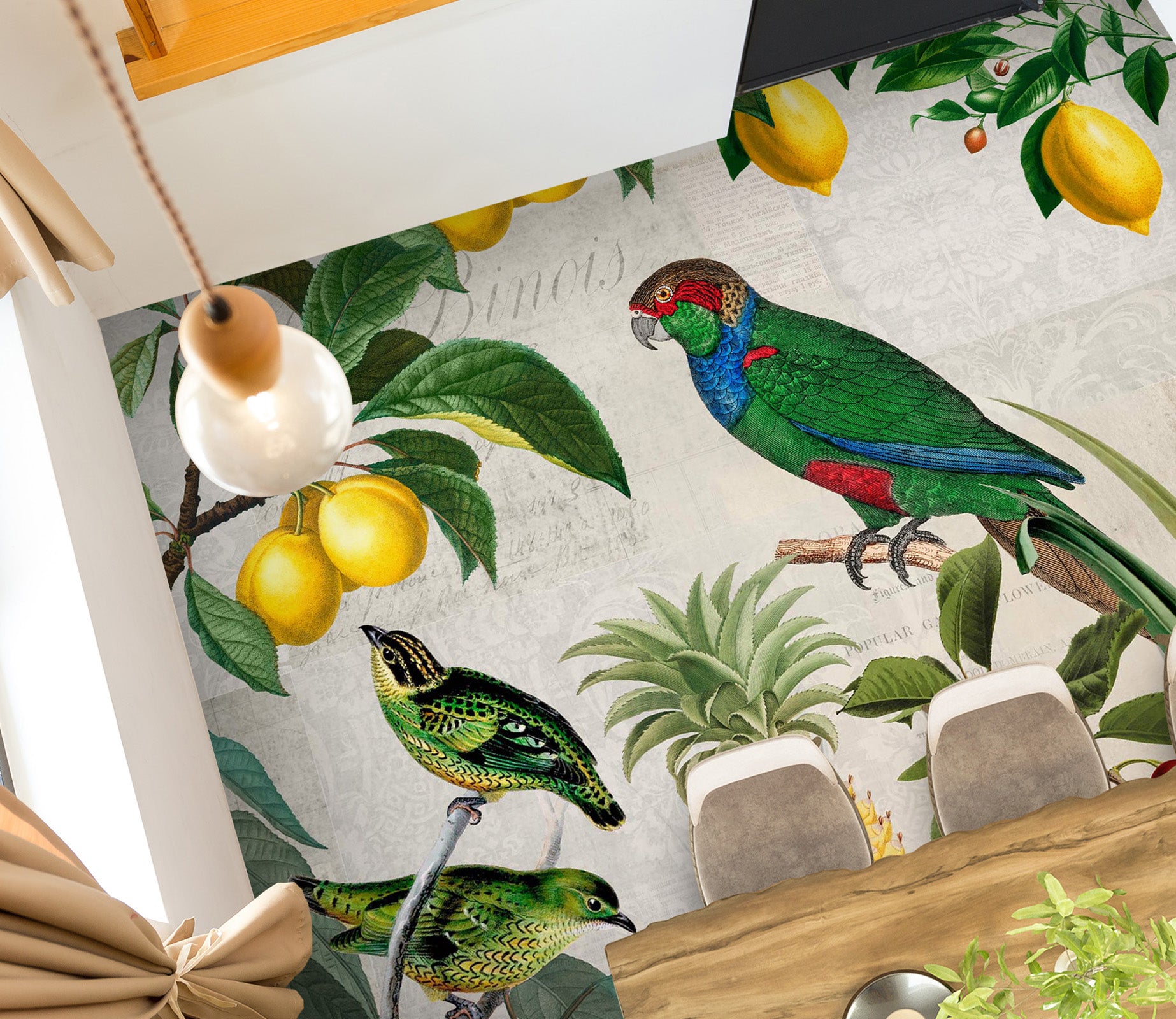 3D Lemon Tree Parrot 104147 Andrea Haase Floor Mural