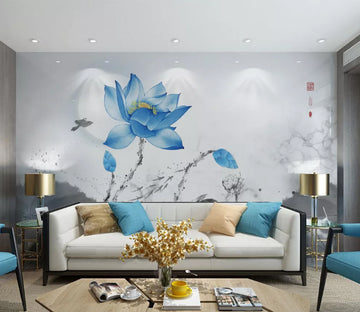 3D Blue Bright Lotus WC2545 Wall Murals