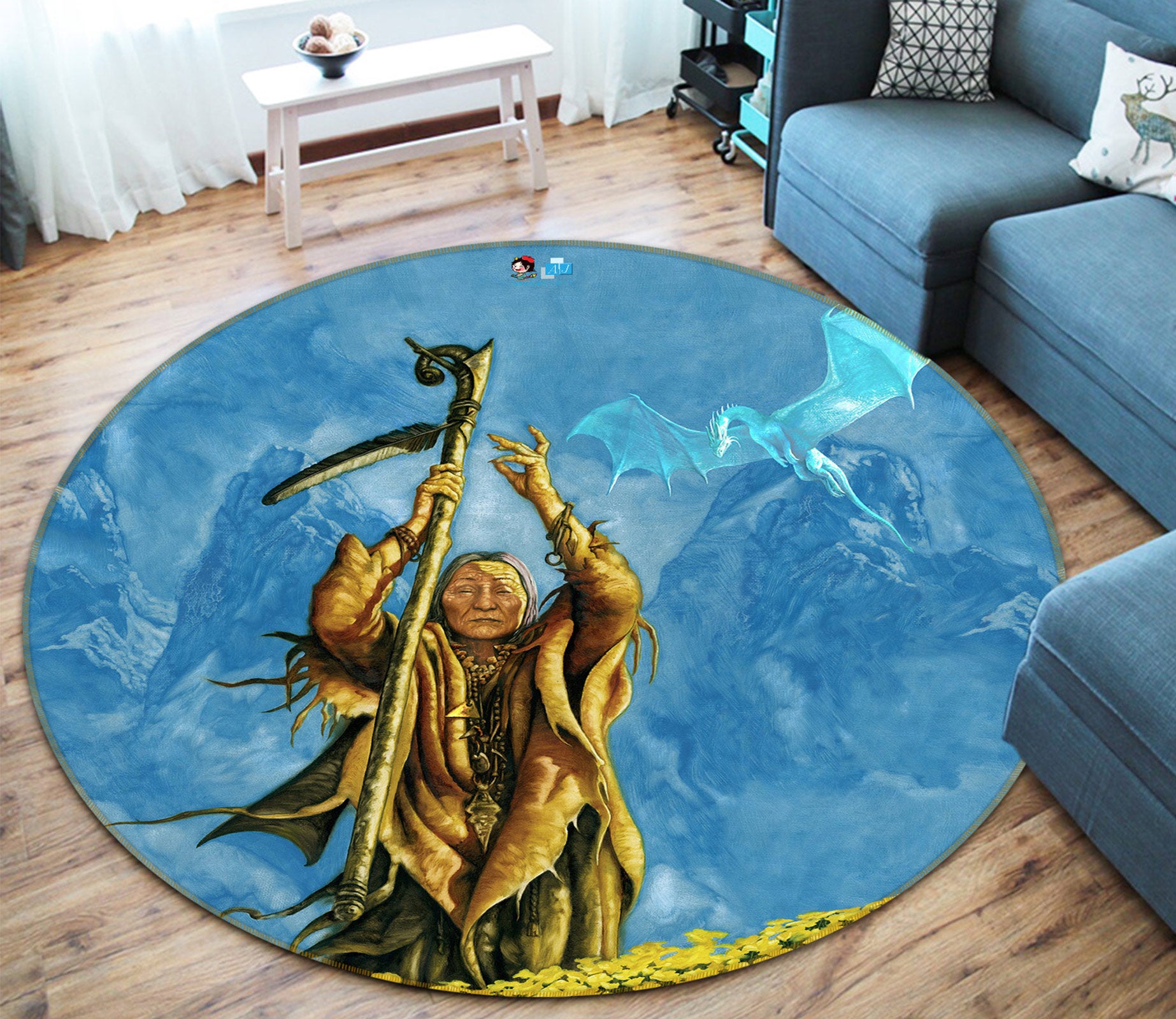 3D Scepter Elder 6113 Ciruelo Rug Round Non Slip Rug Mat