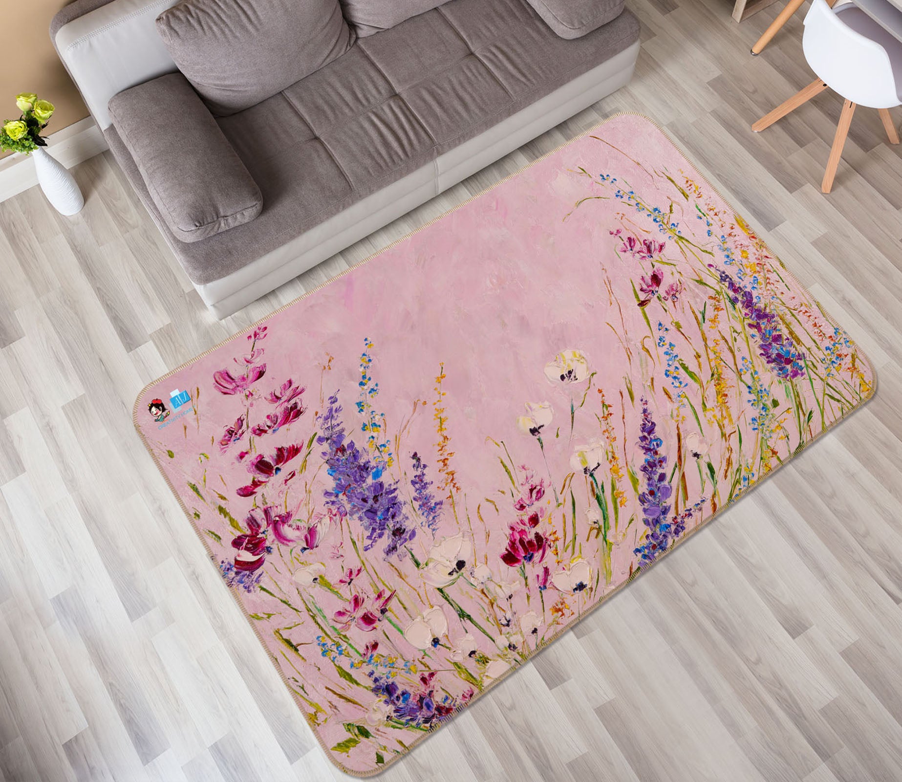 3D Lavender Flower 1227 Skromova Marina Rug Non Slip Rug Mat