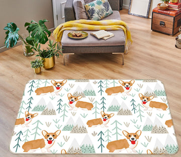 3D Cute Corgi 019 Uta Naumann Rug Non Slip Rug Mat