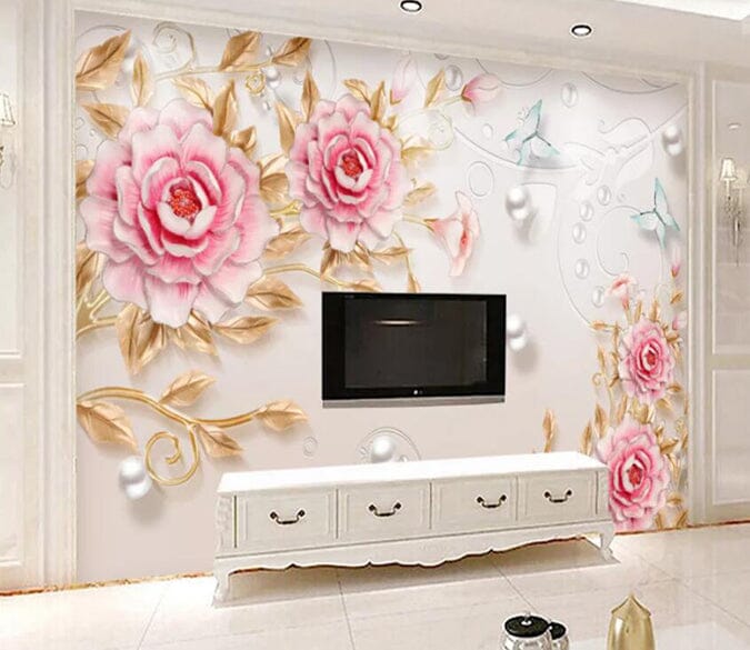 3D Pearl Flower 1453 Wall Murals Wallpaper AJ Wallpaper 2 