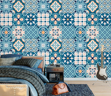 3D Blue Square Brick Pattern 58010 Wall Murals