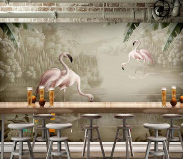 3D Flamingo Lake 152 Wall Murals Wallpaper AJ Wallpaper 2 