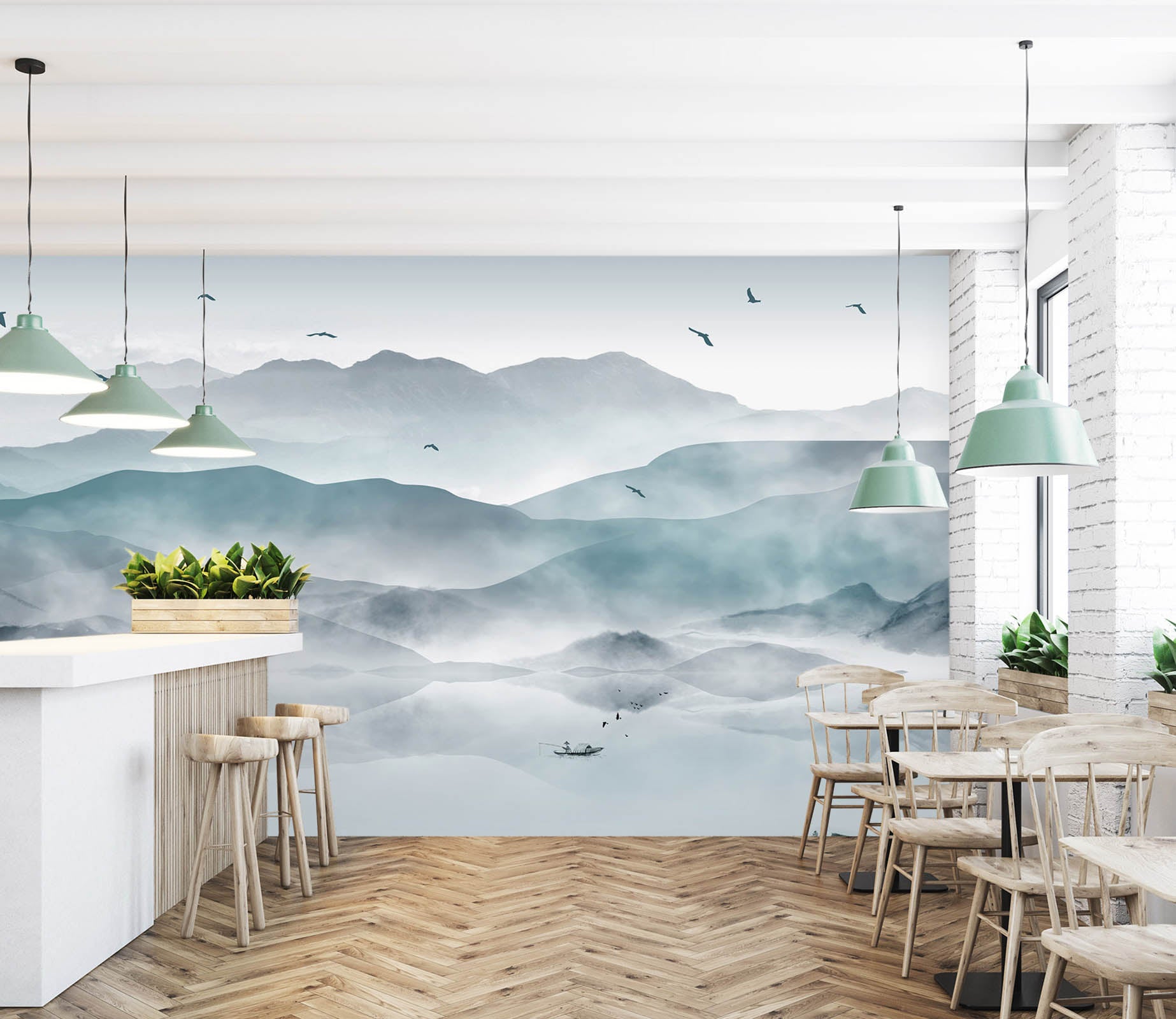 3D Misty Lake 1407 Wall Murals