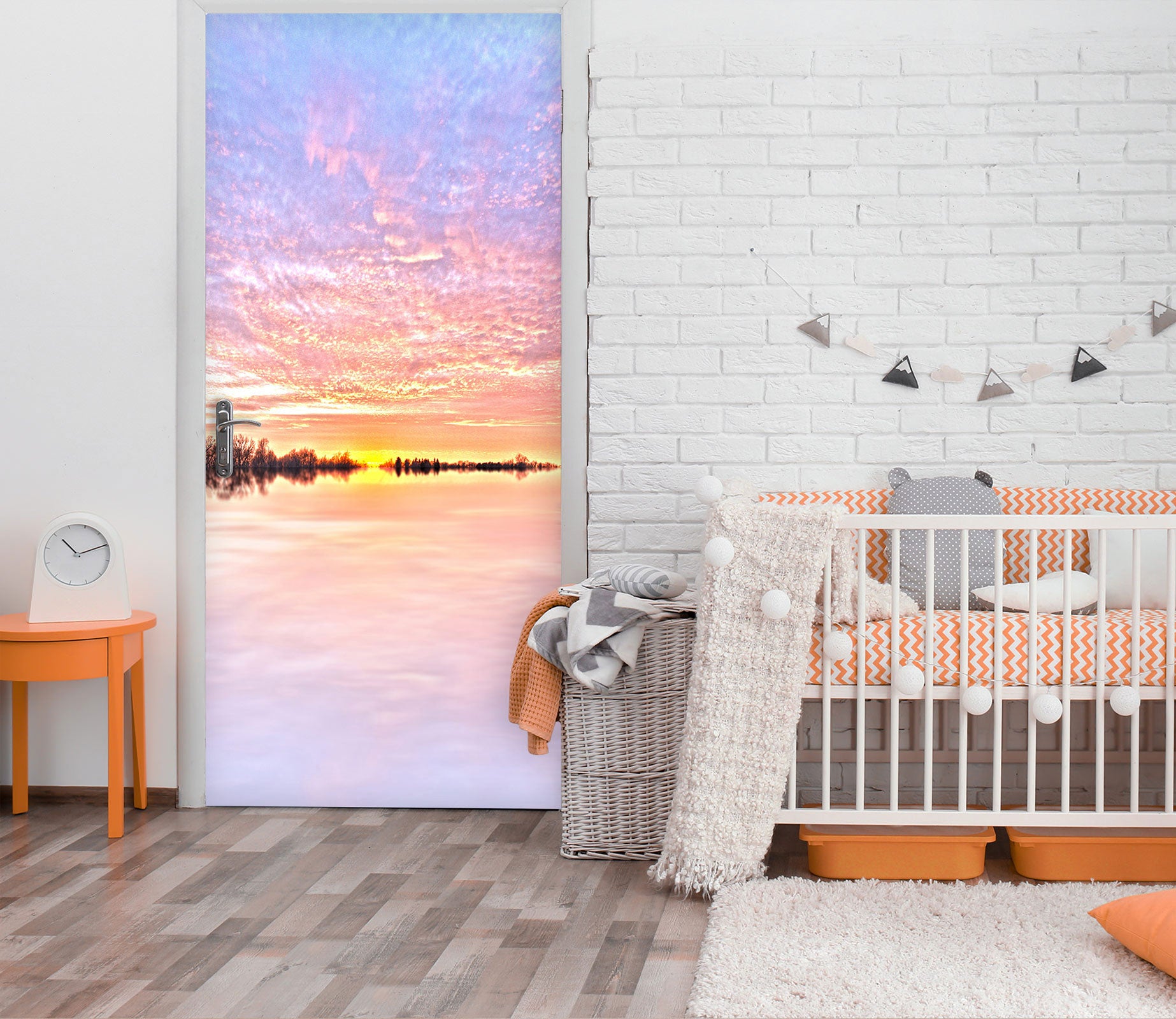 3D Beautiful Sunset 002 Door Mural