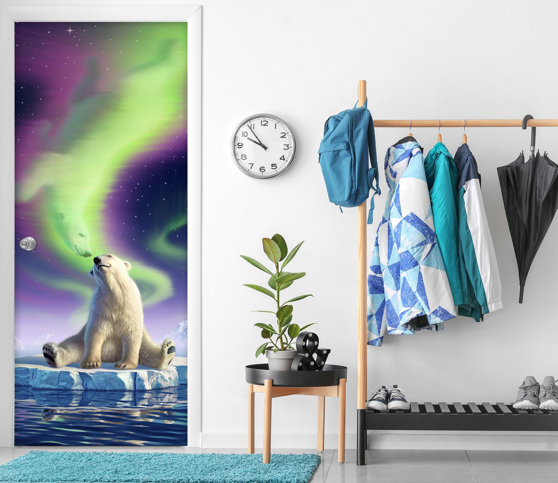 3D Aurora Polar Bear 112113 Jerry LoFaro Door Mural